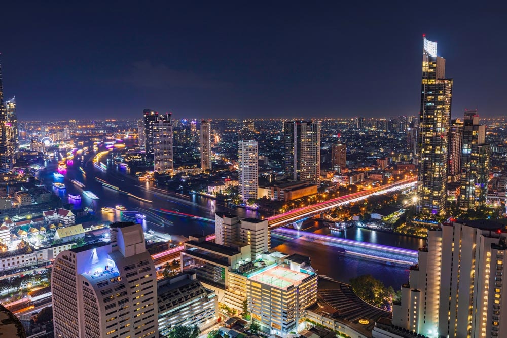 A city view of Silom at night